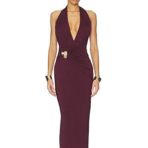Nookie Portia halter maxi dress in wine